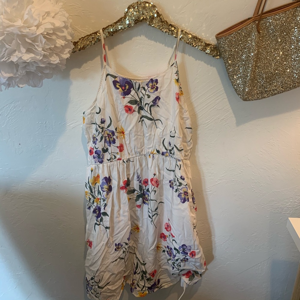 white flowered print dress